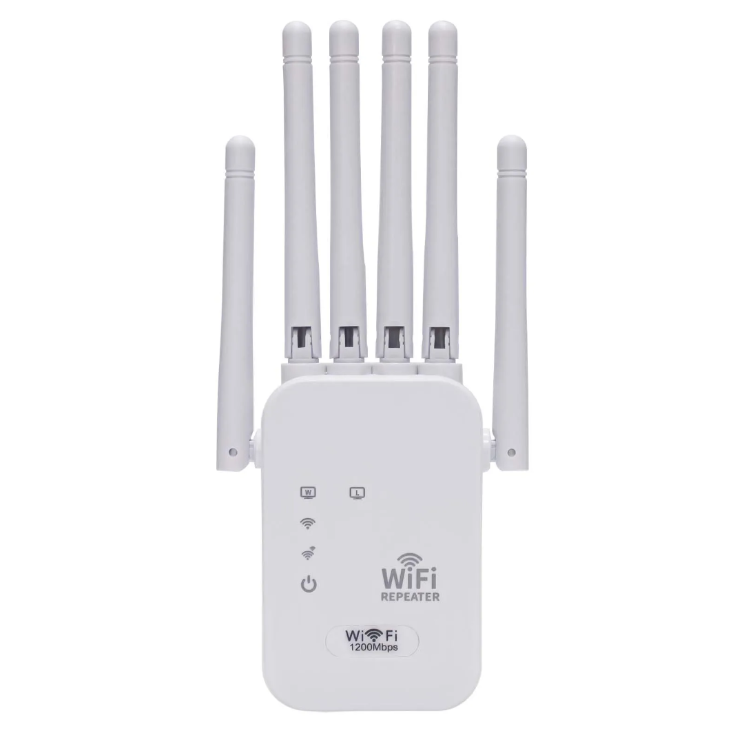 High Speed WiFi Repeater 1200Mbps 5G + 300Mbps 2.4GHz Dual Band Range Extender for All Routers