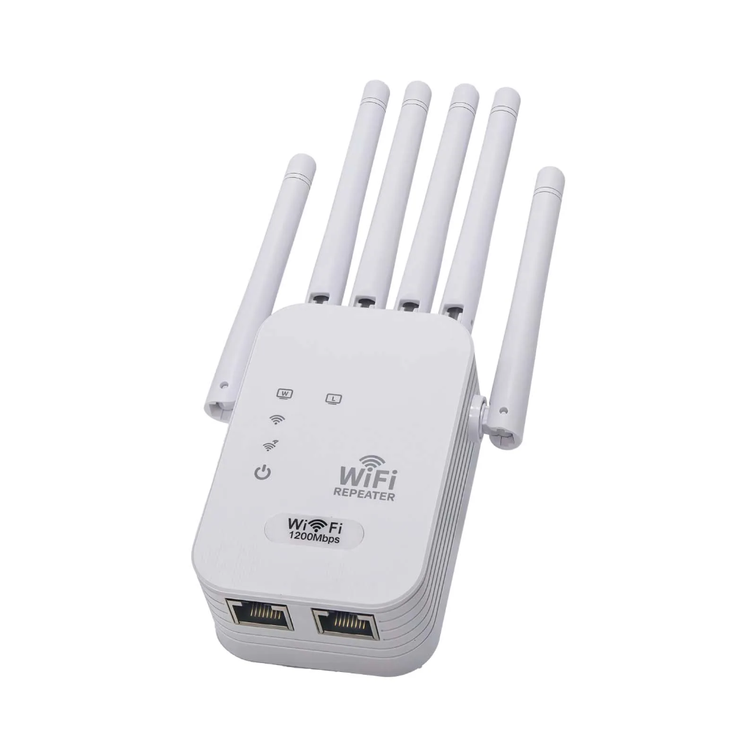 High Speed WiFi Repeater 1200Mbps 5G + 300Mbps 2.4GHz Dual Band Range Extender for All Routers