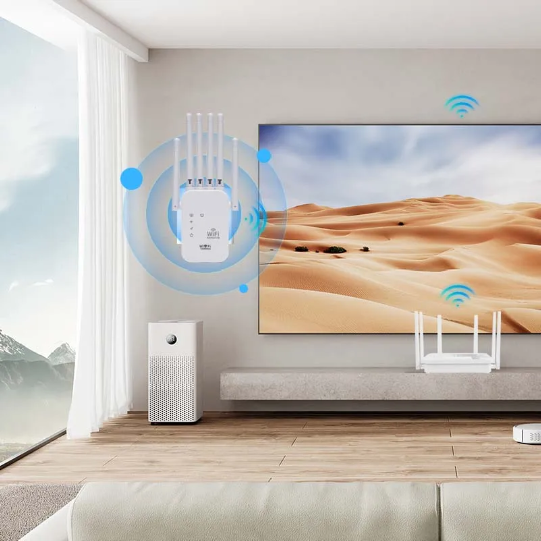 300Mbps WiFi Extender 6 Antenna – High Speed Wireless Repeater, Strong Signal Booster, Universal Router Compatible