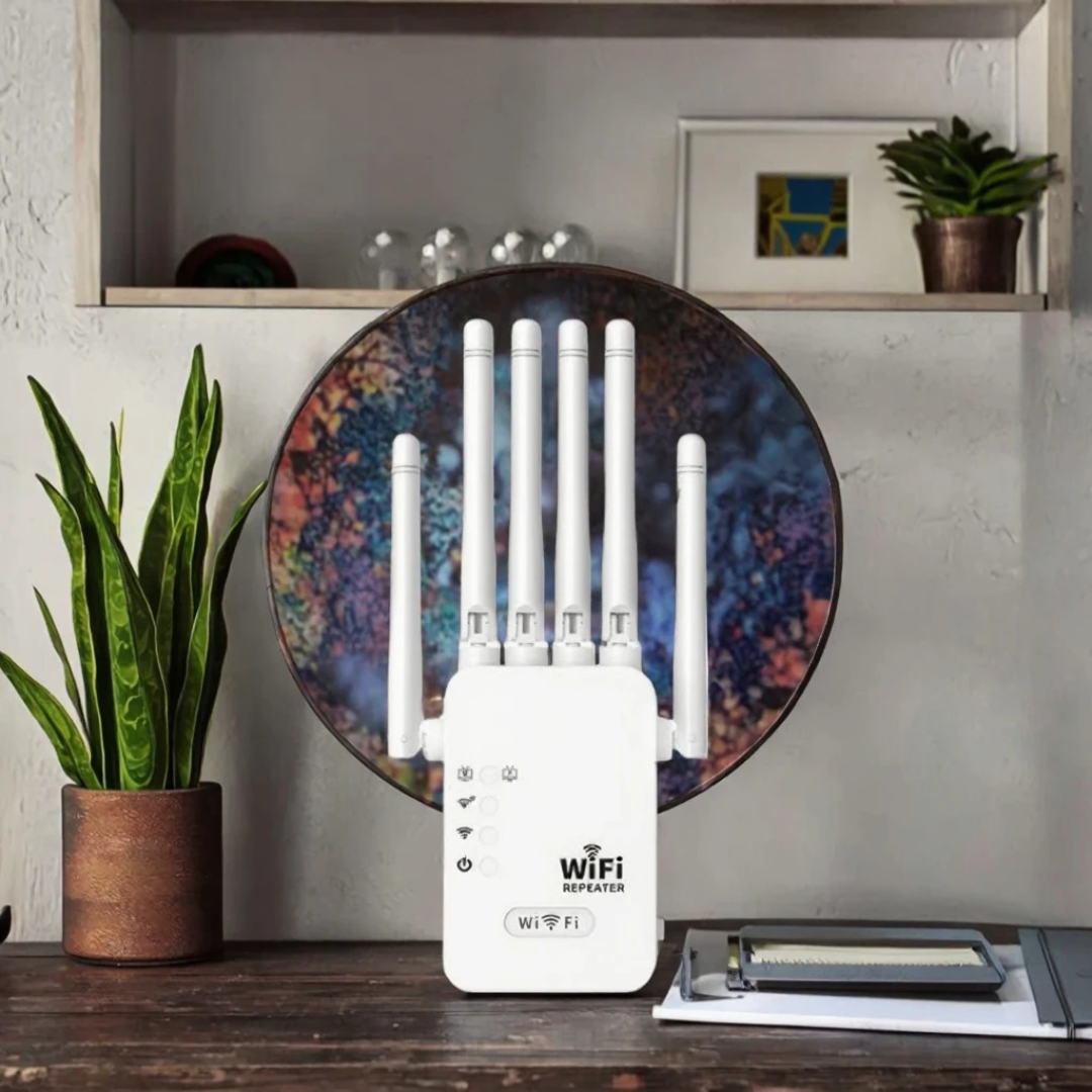 300Mbps WiFi Extender 6 Antenna – High Speed Wireless Repeater, Strong Signal Booster, Universal Router Compatible