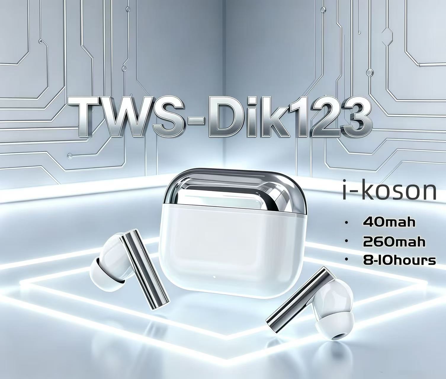 DIK 123 TWS Wireless Earbuds – Bluetooth Earphones with Deep Bass & HD Sound